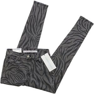Skinny Ankle Jeans Juniors' 3 26 SMALL Gray Zebra Animal Print Stretchy Pockets
